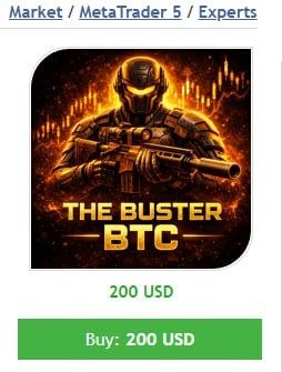 The Buster BTC Single Entry MT5 V1.23 + The Buster XAU Single Entry MT5 V1.23 (no DLL)